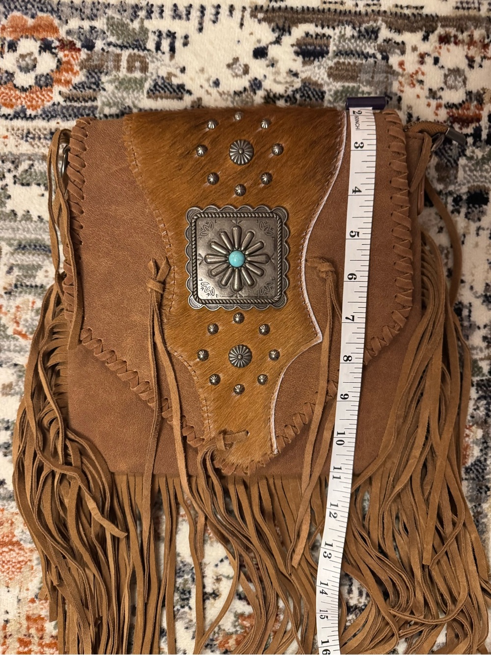 Trinity Ranch Fringed Suede Crossbody with Concho Detail - Picture 5 of 7